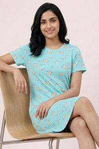 Zivame Knit Cotton Knee Length Nightdress - Island Paradise — thumbnail 2